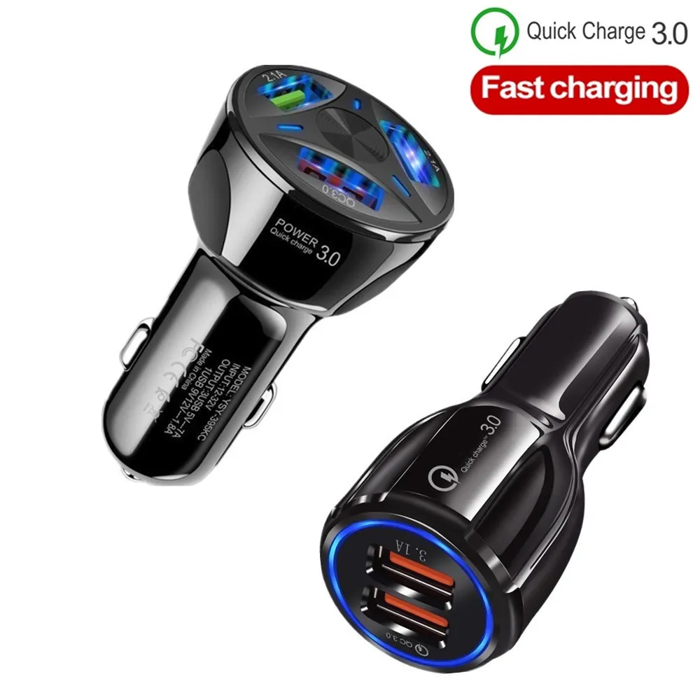 

Quick Charge 3.0 Fast Charging 3 Port USB Car Charger Mobile Phone Car-charger Adapter For iphone 8 X ipad Xiaomi Samsung Huawei