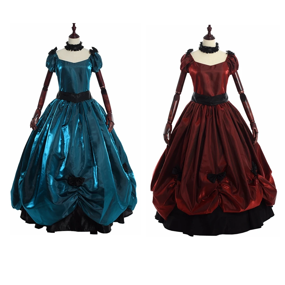 Викторианское платье лолиты женское Ретро винтажное Ренессанс Готический синий бант Элегантный вечерний костюм бальное платье платья для выпускного вечера