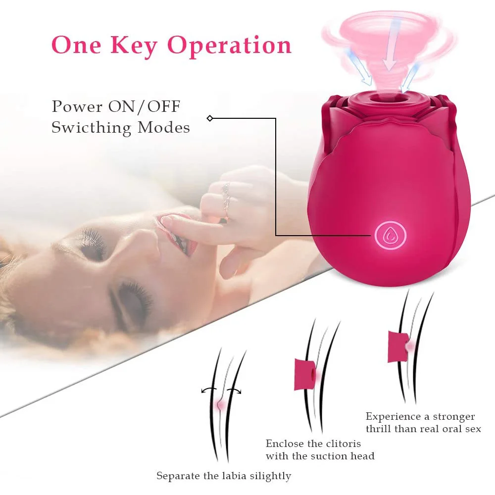 Rose Nipple Sucking Vibrator With 7 Intense Suction G-spot Clit Sucker Stimulator Sex Shop Machine Adult Toy Women Silicone 5