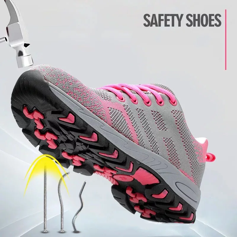 Zapatos de seguridad con punta de acero para mujer, botas de seguridad con  protección de media suela de acero, a prueba de perforaciones,  antigolpes|Calzado de seguridad| - AliExpress