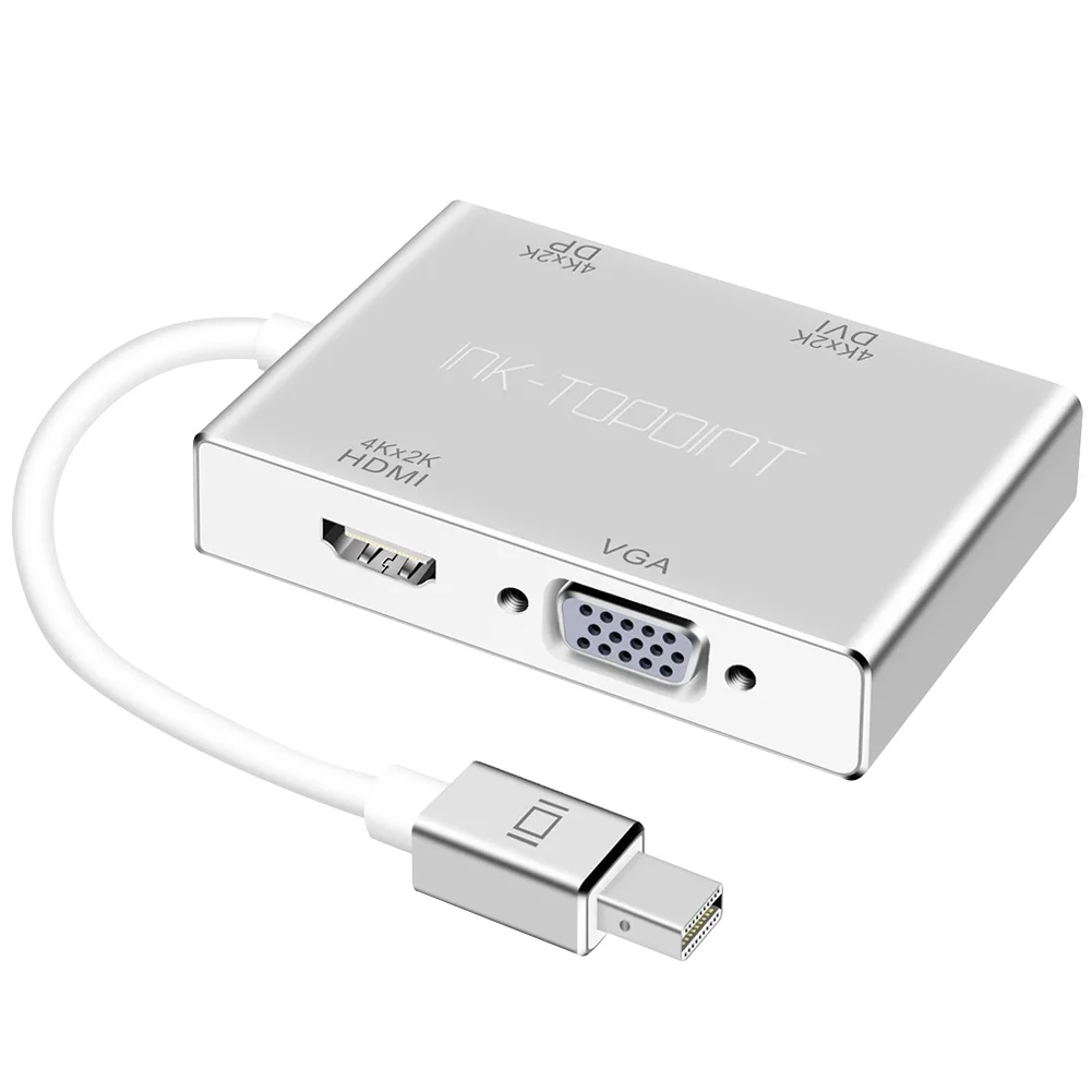 

4 In 1 Accessories For MacBook Converter Home Transfer Adapter DisplayPort To HDMI/VGA/DVI/DP Mini High Definition