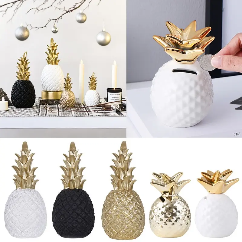 

Nordic Modern Home Decor Pineapple Ornament Synthetic Resin Custom Metal Surfaces Crafts Window Desktop Display Props Europe