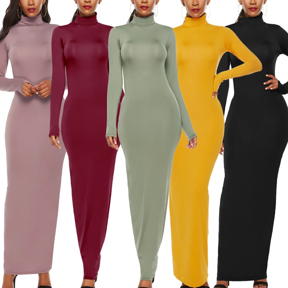 turtle neck maxi dresses