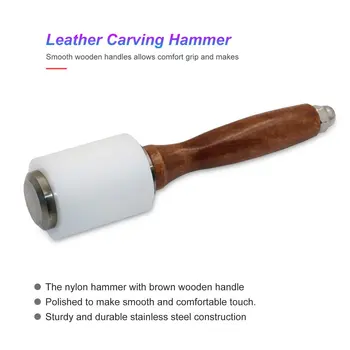 

Leather Carving Hammer DIY Craft Cowhide Punch Cutting Nylon Hammer Tool with Wood Handle Leathercraft Carving