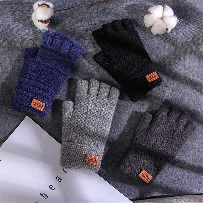 MENS THERMAL THINSULATE KNITTED FINGERLESS GLOVES WINTER WARM WOLLY MITTS COLD MENS THERMAL THINSULATE KNITTED FINGERLESS GLOVES WINTER WARM WOLLY MITTS COLD