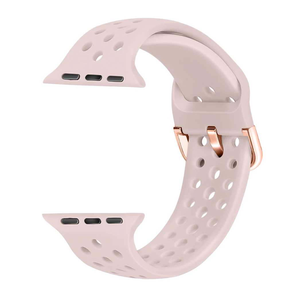 Sand-pink Модный силиконовый ремешок для Apple Watch 42 мм 38 мм 40 мм 44 мм серия 5 4 спортивный дышащий браслет для iWatch Band 3 2 1 - Цвет ремешка: Sand-pink