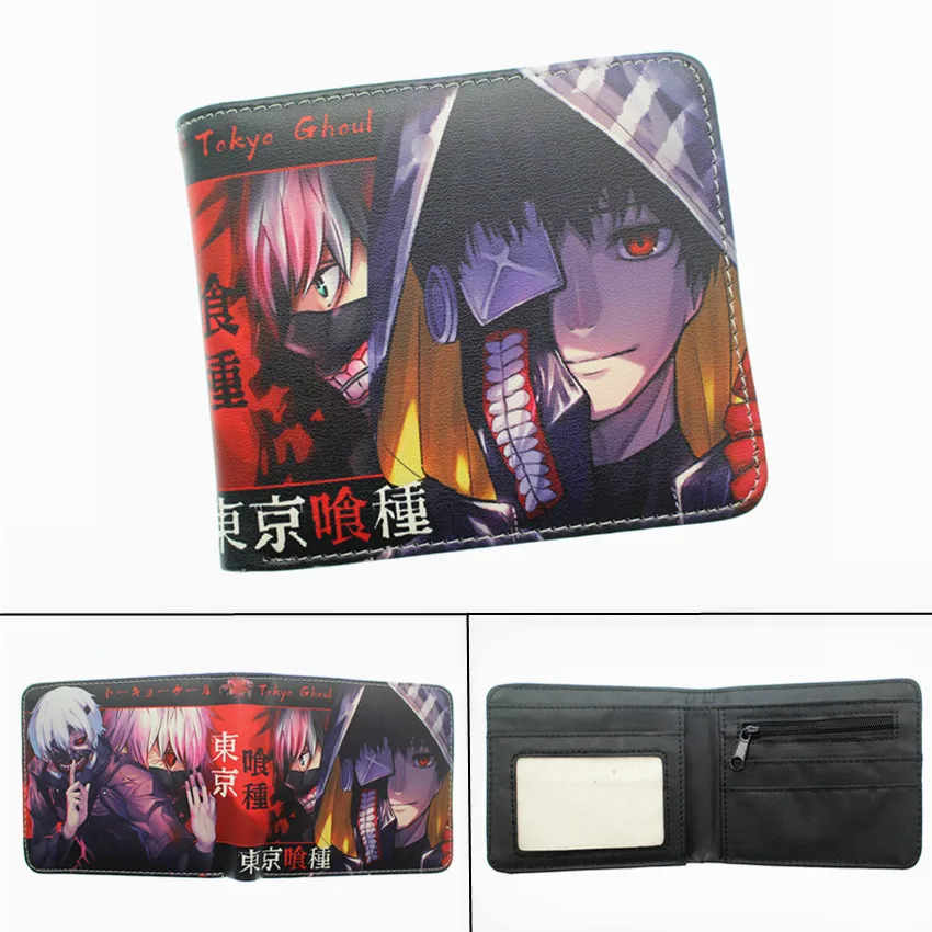 Аниме Токийский Гуль PU кошелек Kaneki Ken мальчики девочки мультфильм молния монета карман короткие двойные фото держатель для карт слои кожаные кошельки