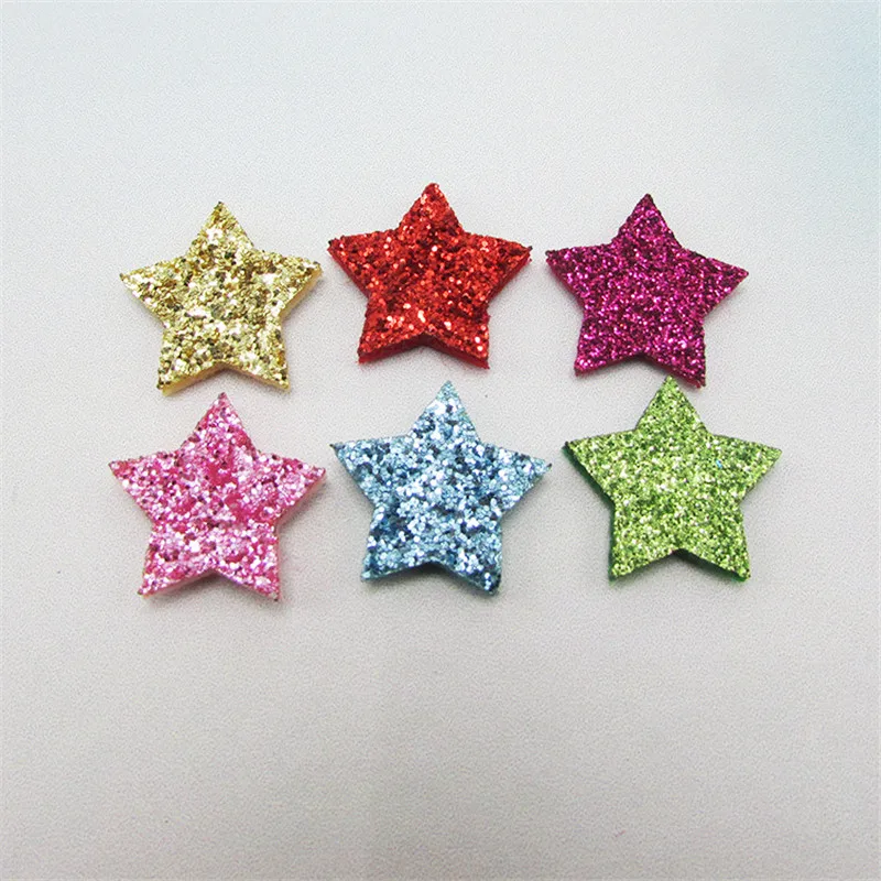 Gold powder star 50-300 шт. Блестящие звезды/Сердце/цветы мягкие аппликационные наклейки DIY ремесло поставки дети скарпбукинг Декор Аксессуары для волос - Цвет: Gold powder star