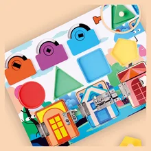 Planche en bois Montessori pour enfants, jouet éducatif avec boucle, formation précoce, forme sensorielle, couleur assortie, jouet d'enseignement pour enfants 
