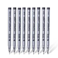 Набор из 9 шт., художественная маркер STA, копические маркеры, черные чернила, кисть, ручка, пигментный лайнер для рисования, школьные принадлежности, канцелярские принадлежности