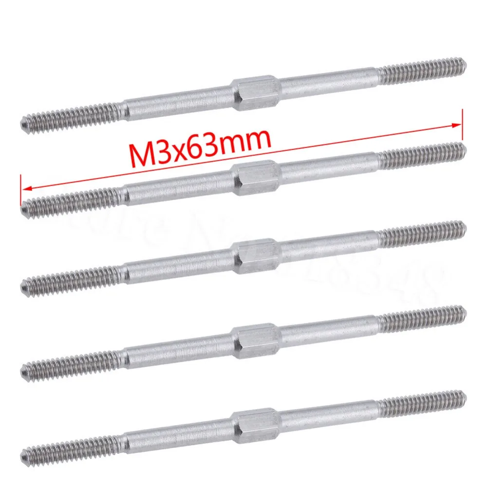 

5pcs M3 X 2.5" (63mm) Steel Push Rod Hex Thread CW / CCW RC Plane Parts