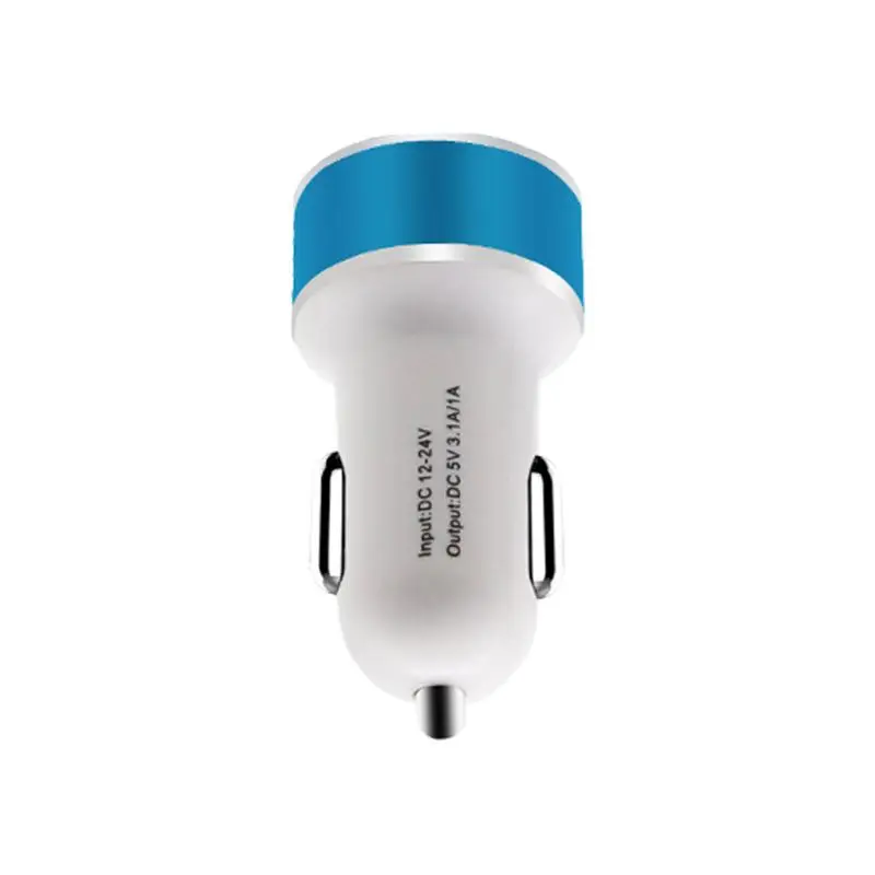 Borzecki 3.1a двойное Usb круглое автомобильное зарядное устройство алюминиевое внешнее кольцо автомобильное зарядное устройство умное автомобильное зарядное устройство R-8041 - Название цвета: Синий