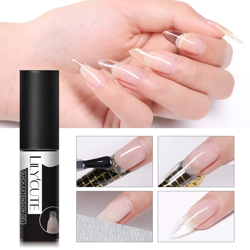 Lilycute 5ミリリットル延長ゲルポーランドクリアピンクホワイトネイルのヒントデザインuvジェルネイルアート延長ネイル ジェルポリッシュクイックドライ ネイルジェル Aliexpress