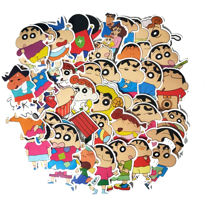 50 шт. Мультяшные забавные наклейки в виде карандашей Shin-chan аниме, чехол на колесиках, водостойкие ПВХ наклейки на автомобиль с граффити