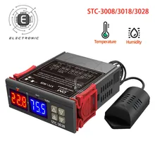 STC-3008 3018 3028 Dual Digital Regolatore di Temperatura Igrometro C/F Termostato Incubatrice Due Relè di Uscita 110V 220V 12V 24V
