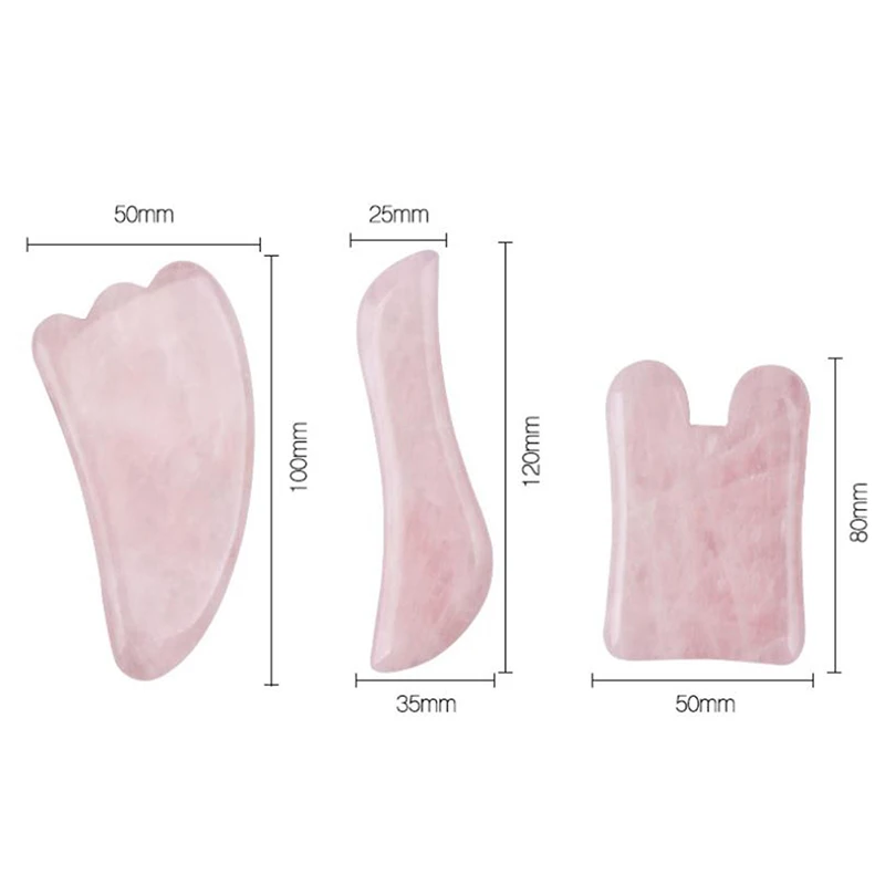Natural Rose Quartz Jade GuaSha Board Acupuncture Massage Face Lifting Stone Guasha Scraping Board Jade Facial Eye Massage