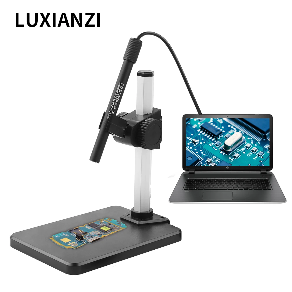 

LUXIANZI 1-600X Digital Microscope Camera Loupe Magnifier with Metal Stand Portable LED Zoom Electronic Microscope For Soldering