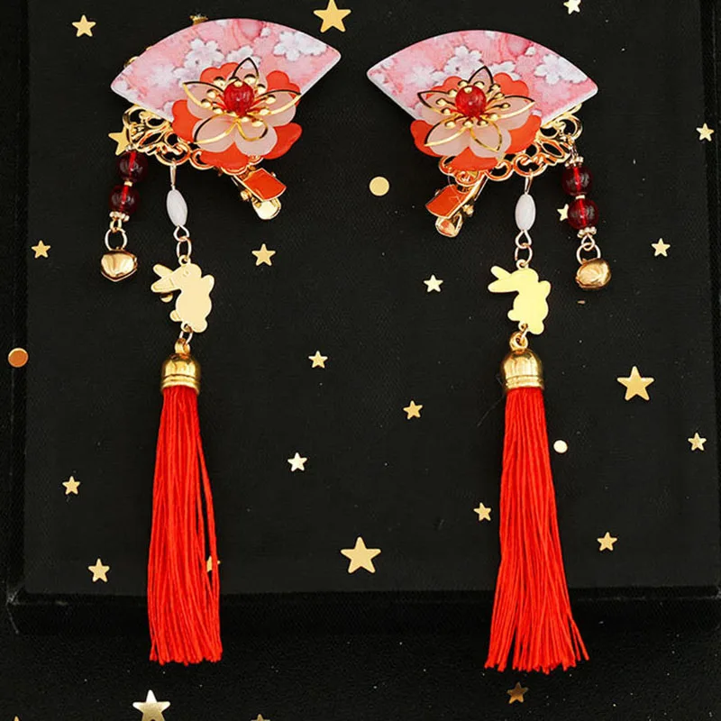 Головной убор Hanfu, Детская боковая заколка, женская кисточка, украшение для волос в старинном стиле, костюм суперфеи в старинном стиле для девочек, шаг wav