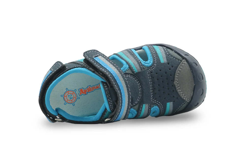 Apakowa/летние сандалии для мальчиков; детская дышащая пляжная обувь с сеткой; уличная спортивная повседневная обувь с закрытым носком и нескользящей подошвой для больших мальчиков
