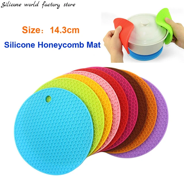 18/14cm Round Silicone Table Mat Extra Thick Placemat Open Cans Honeycomb  Hot Pad Coffee Cup Coaster Creative Kitchen Pot Holder