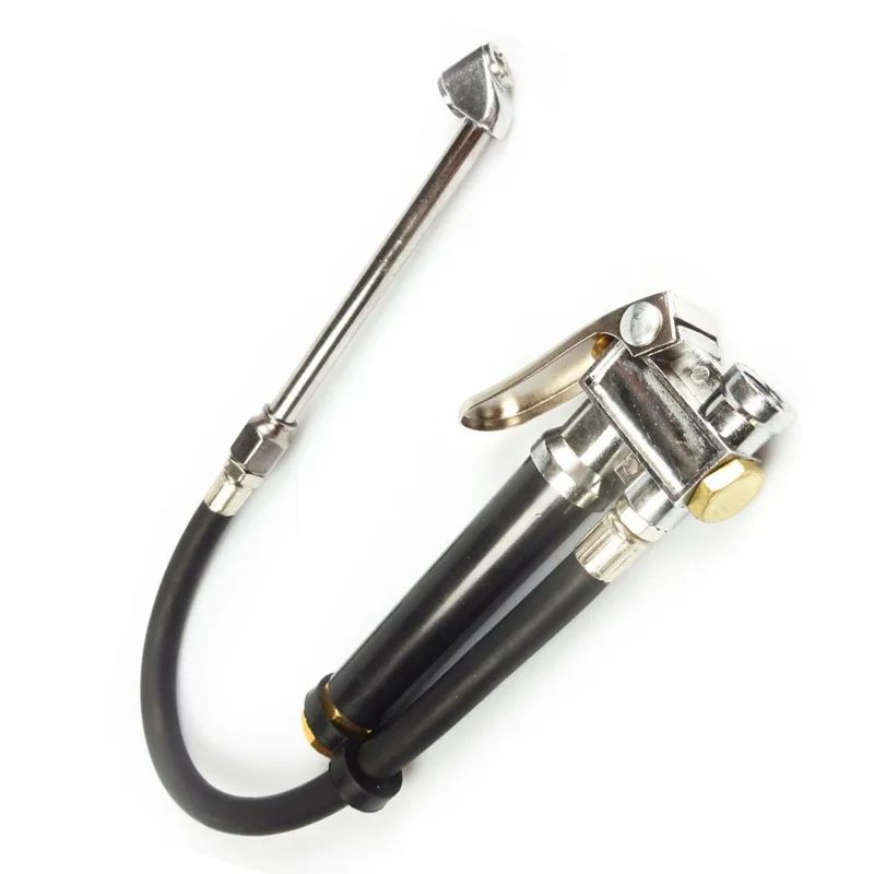 

10-120 PSI Car Air Tire Inflator With Pressure Gauge Chrome Plated Steel Dual Head Chuck Travel Roadway Product