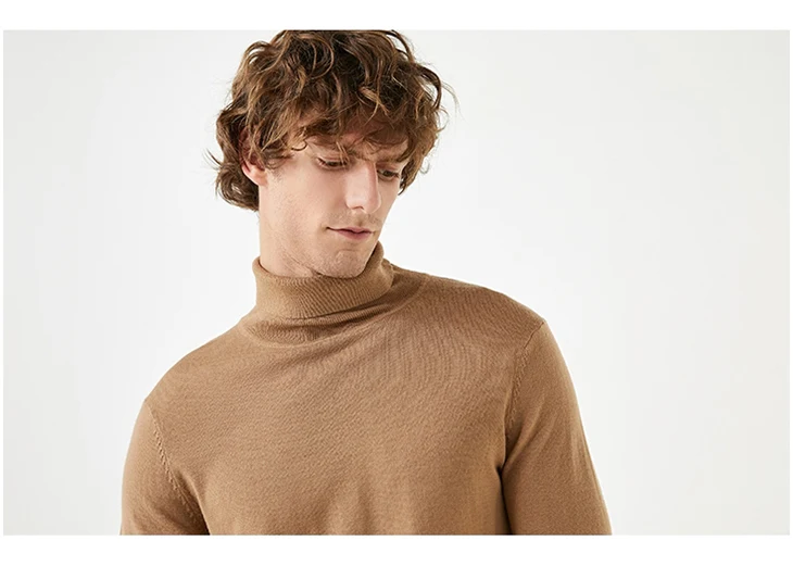 Избранные Новые шерсть с высоким воротником трикотажные пуловеры мужские водолазка зимний свитер S | 419424553