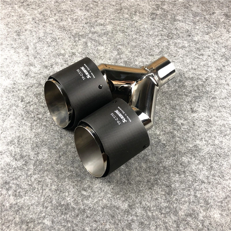 1 шт. Akrapovic матовый углерод+ нержавеющая сталь выхлопные наконечники авто Универсальный двойной одинаковой длины выхлопной трубы концевые наконечники