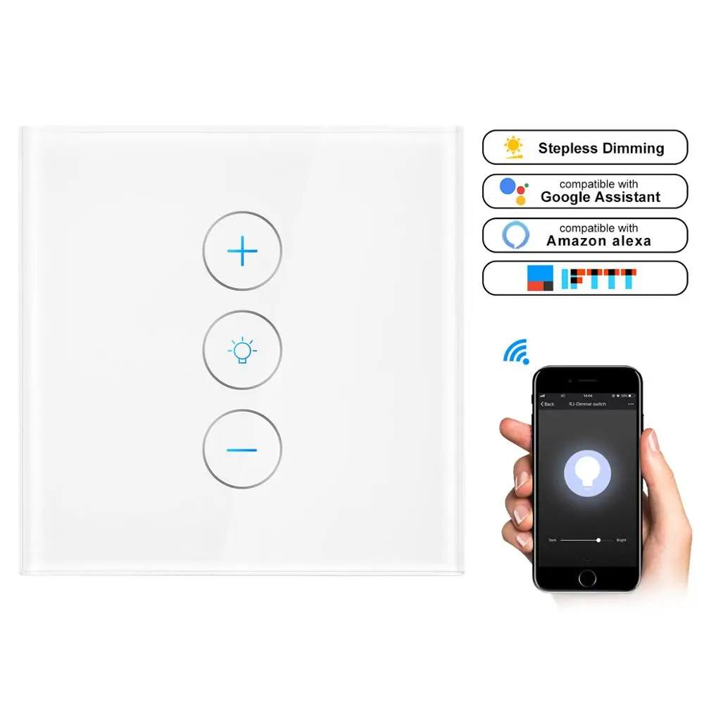 

Led Dimmer 220V WiFi Dimmer Touch Control Light Stepless Wireless Switch Work With Phone APP Amazon Alexa /Google Home / IFTTT