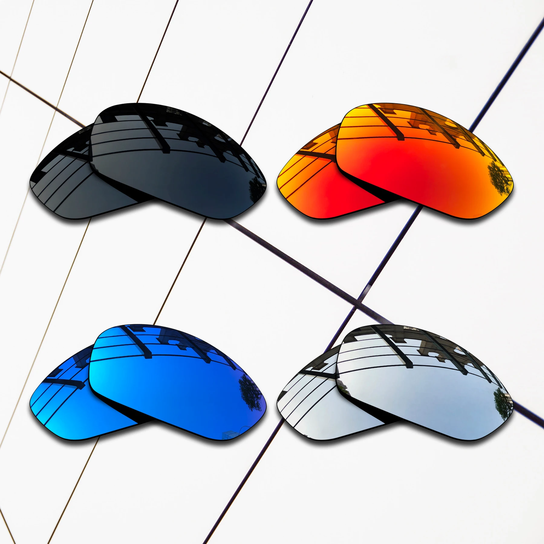 E.O.S 4 Pairs Black & Silver & Ice Blue & Fire Red Polarized Replacement Lenses for Oakley A Wire Sunglasses E.O.S 4 Pairs Black & Silver & Ice Blue & Fire Red Polarized Replacement Lenses for Oakley A Wire Sunglasses
