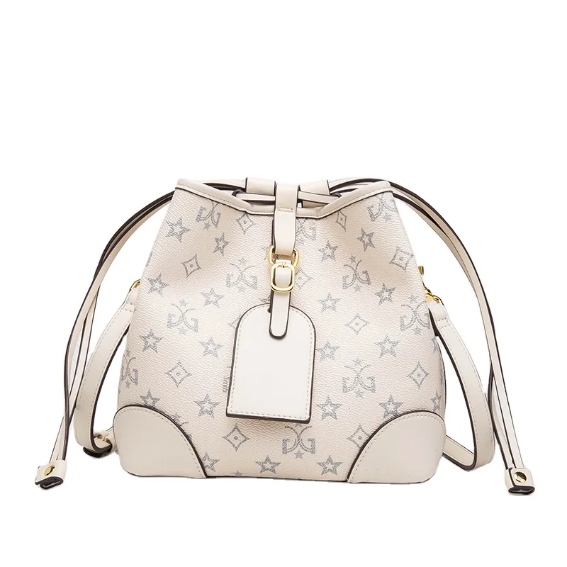 Classics Luxury Vintage Designer Babel Pinkors Printed Leather Retro Bucket Tote Bags For Women Two Size Shoulder Handbag