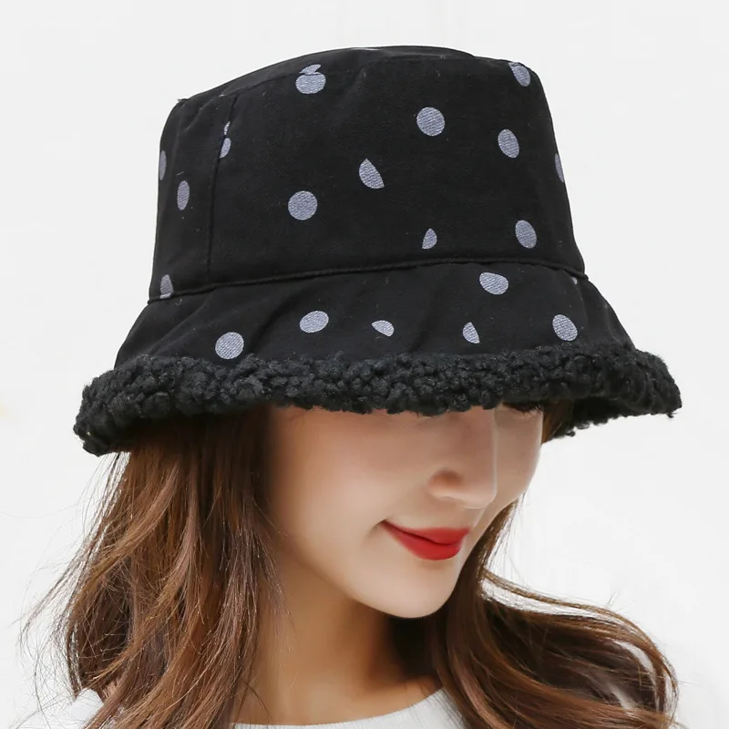 Новинка женские осенне-зимние теплые Панамы в горошек Дамская уличная Панама с