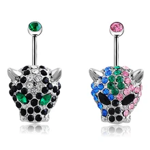 Роскошный винтажный драгоценный камень леопардовые кольца для пупка Анти-аллергия из нержавеющей стали сексуальная леди морской пирсинг пупка ювелирные изделия для тела