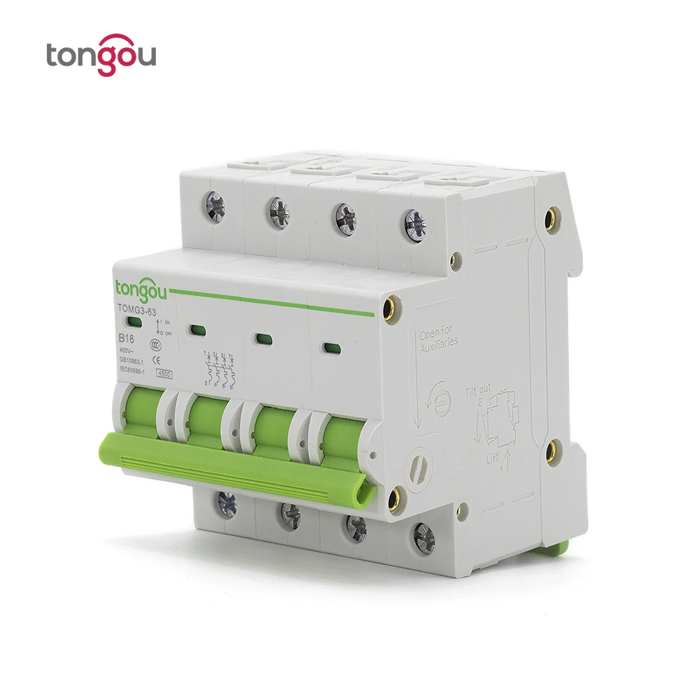 Тип B 4-полюсный Автоматический выключатель MCB 6A 10A 16A 25A 32A 40A 63A DIN Rail миниатюрный автоматический выключатель 4.5KA AC 110 V/230 V/400 V с сертификатом CE