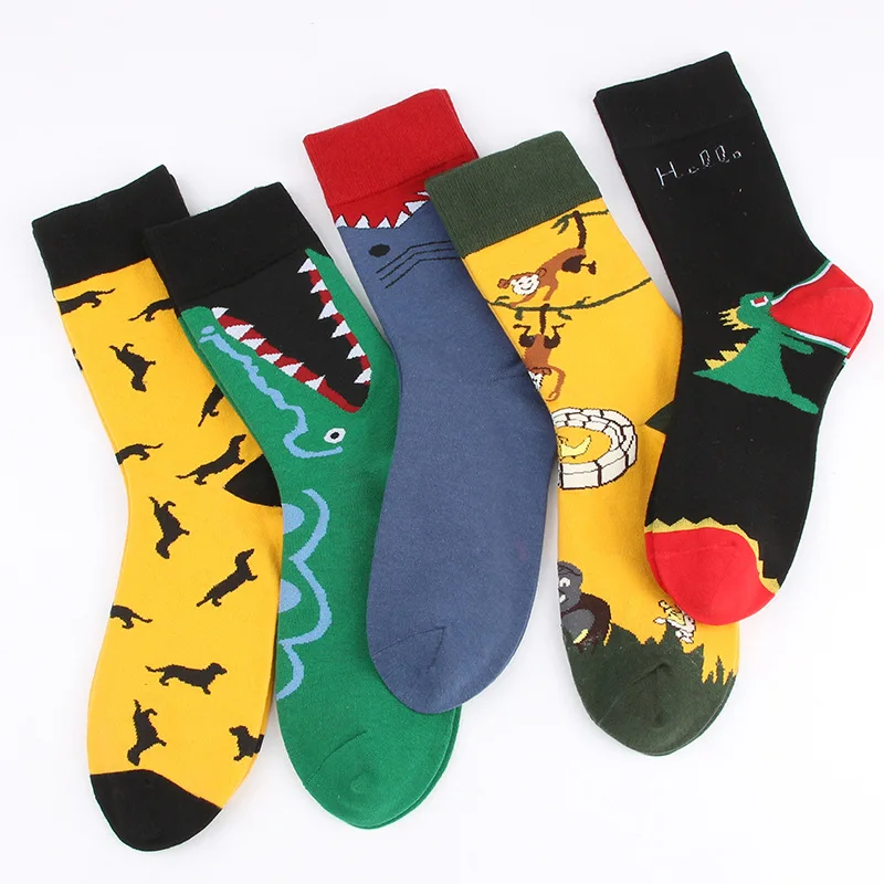 

New Socks For Men Personality Abstract Design Cartoon 29 Patterns Colorful Breathable Anti-Friction Cotton Middle Tube Socks