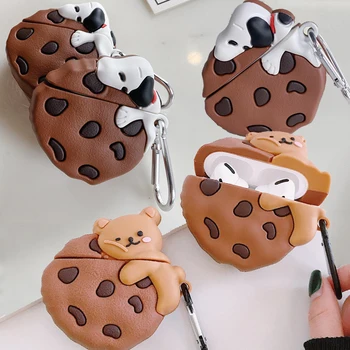 

For Airpods Pro 3D Cute Cartoon Bear Dog Chocolate Cookies Case for Apple Airpods 1 2 3 Wireless Earphone Cover Charging Box