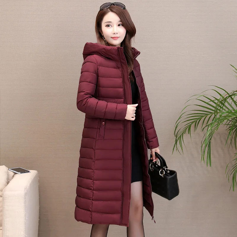 

Simple Long Slimming Fashion Cotton Overcoat 2019 Winter New Style Korean-style Slim Fit Elegant Warm Cotton-padded Clothes
