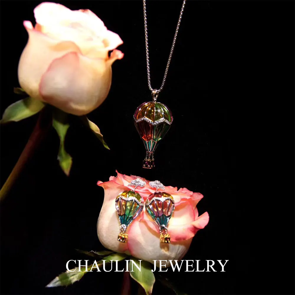 CHAULIN 925 silver earrings free shiping dreamland:hot-air balloon pendant and empty window enamel | Украшения и аксессуары