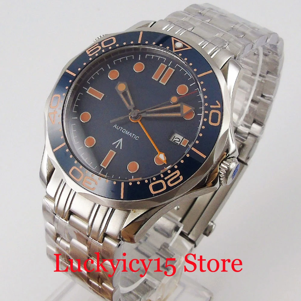 

BLIGER Sapphire glass 41mm Automatic Men Wristwatch GMT Movement Steel Bracelet Rotating Bezel