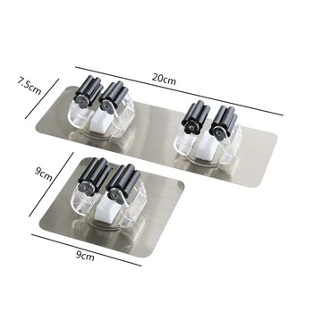 

1pcs New Multifunctional Self-Adhesive Seamless Stickers Mop Rack Kitchen Broom Rack Kitchen Bathroom Hooks Mounted Wall Hook