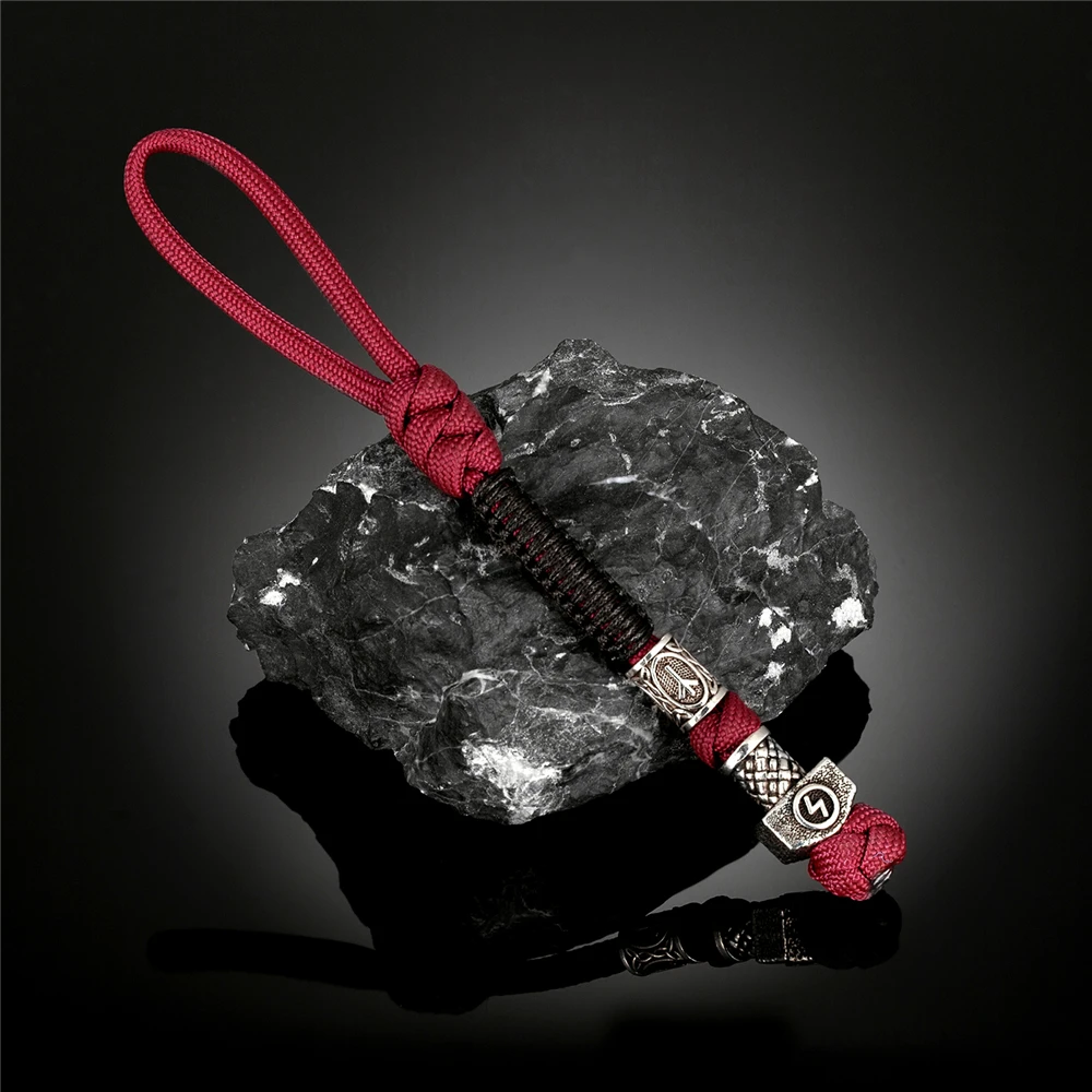 Llavero Vintage de runas vikingas, colgante con diseño de cuchillo, llavero de mujer, accesorios de cuerda de Paracord, amuleto, joyería masculina, venta al por mayor