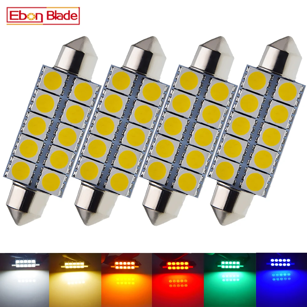 thumbnail image 2 of 10pcs C5W LED 44mm 4SMD White Dome Festoon LED Car Light Bulb 6411 578 2 of 13