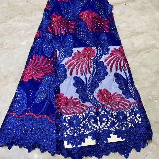 Green Latest French Flower Embroidery Design Lace Fabric High Quality Embroidery Lace Fabric African Bridal Lace For Party