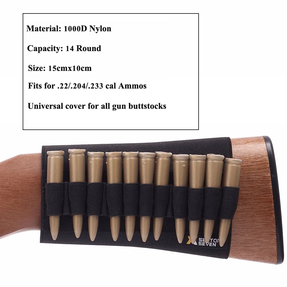1000D Nylon Bullet Bag Outdoor Buttstock Hunting Ammo Pouch Tactical Military Airsoft Shell Holder Gun Accessories Cartridges