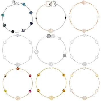 

High Quality Swa Original Hybrid Magnetic Ball Bead Bracelet Two Color Invisible Magnetic Buckle Crystal Bracelet Jewelry.