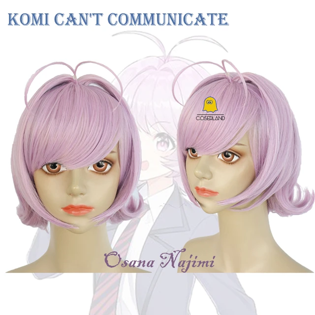 Anime Komi Can't Communicate Cosplay Osana Najimi Short Pink Slightly  Curled Wig Komi-san wa Comyushou desu Wig Cap Women Girl - AliExpress