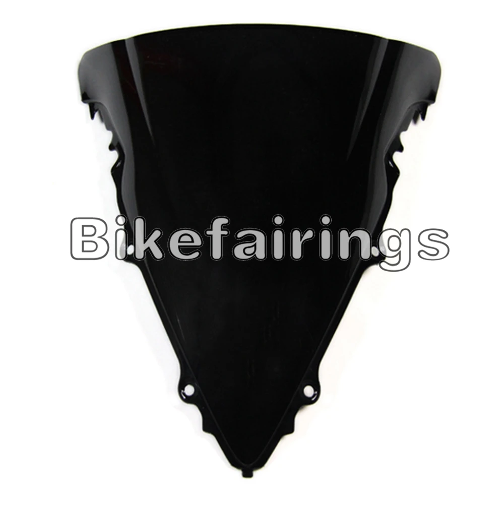 Ветровое стекло с двойными пузырьками для Yamaha YZF-600 R6 2003 2004 2005 r6, черные, синие ветровые стекла, АБС-пластик, ветровое стекло для велосипеда - Color: Black