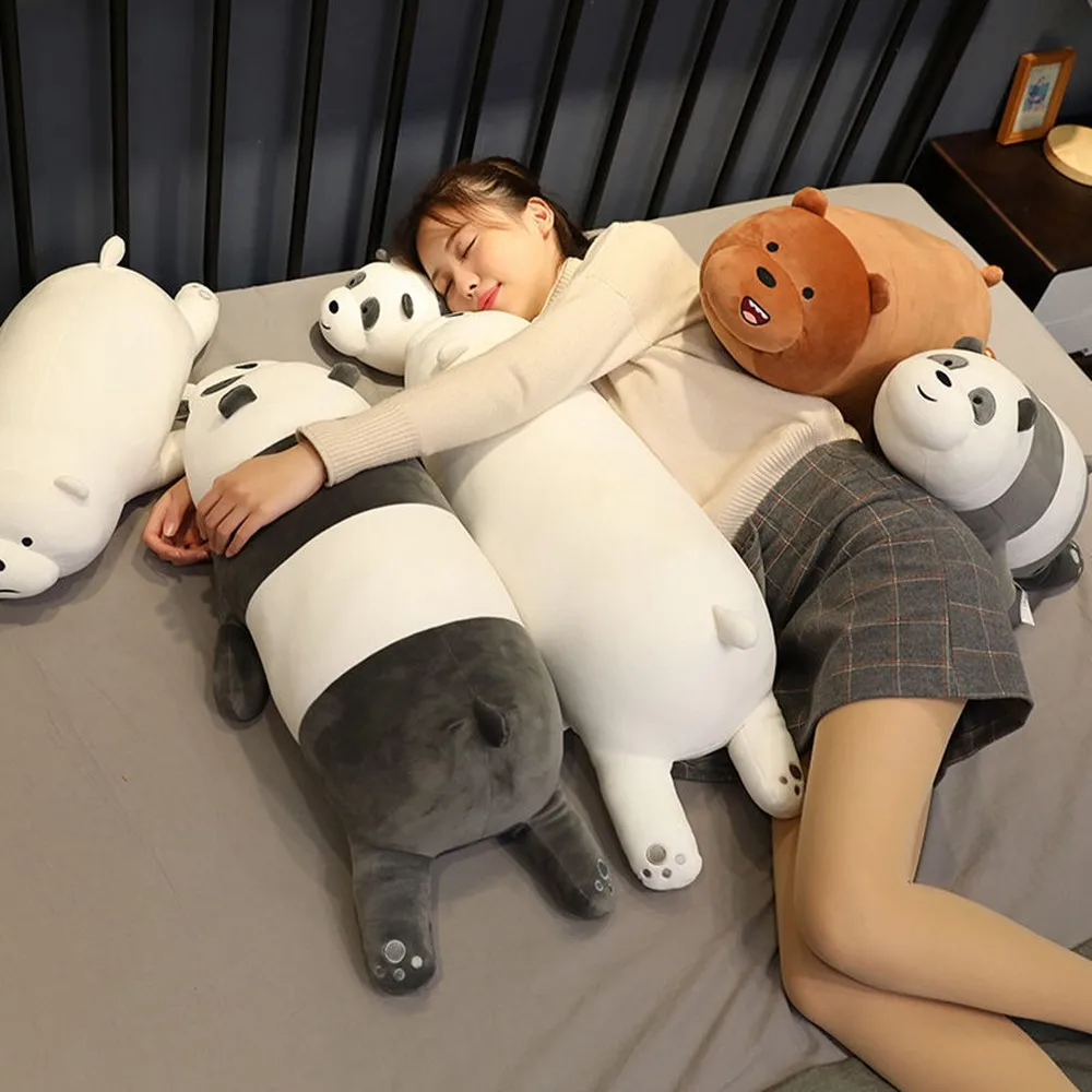 Super Cute Three Naked Bear Cuddly Plush Toys, Birthday Presents Doll Super Soft Panda Pillow Plush Toy Bed Accompany Girl Gift