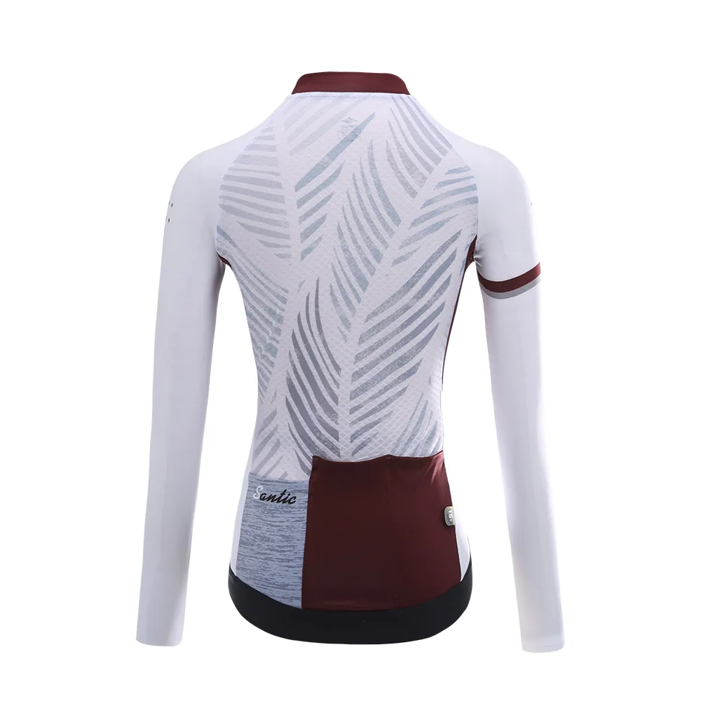 Santic Women's Cycling Jersey Long Sleeve Bicycle Tops Full Zipper MTB Bike Shirts Reflective Sport Clothing Jacket with Pockets