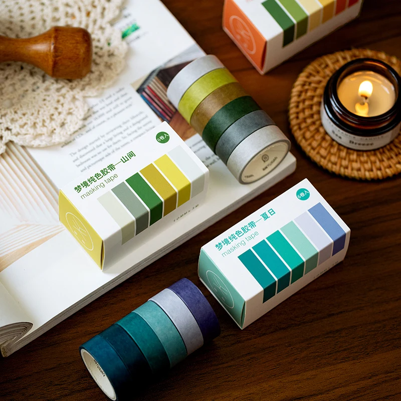 6pcs Fantastic Dream Paper washi Tape Set 10mm Multi color Adhesive masking Tapes DIY Stickers Decoration for Album Diary F120 | Канцтовары