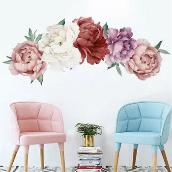 

Peony Rose Flower Blossom Wall Stickers Kids Room Baby Nursery Decor Decal Living Room Bedroom Decor New Year Deocrative Supply